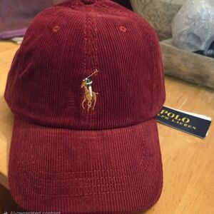 Polo by Ralph Lauren Men's Burgundy Corduroy Polo Player Hat